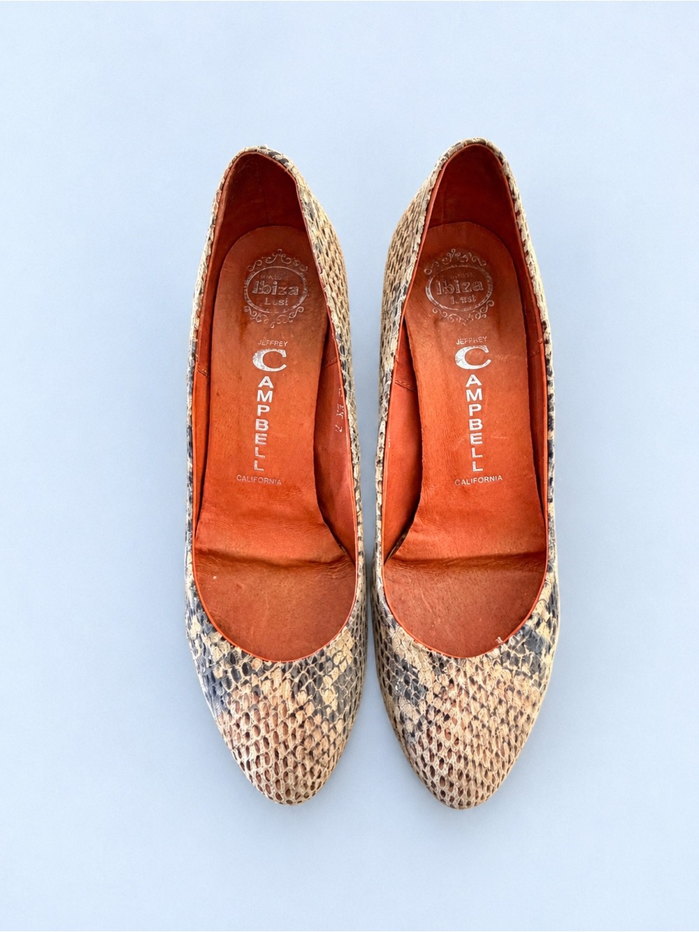 Jeffrey Campbell Ibiza Last Snakeskin Print Round Toe Pumps Heels Size 7